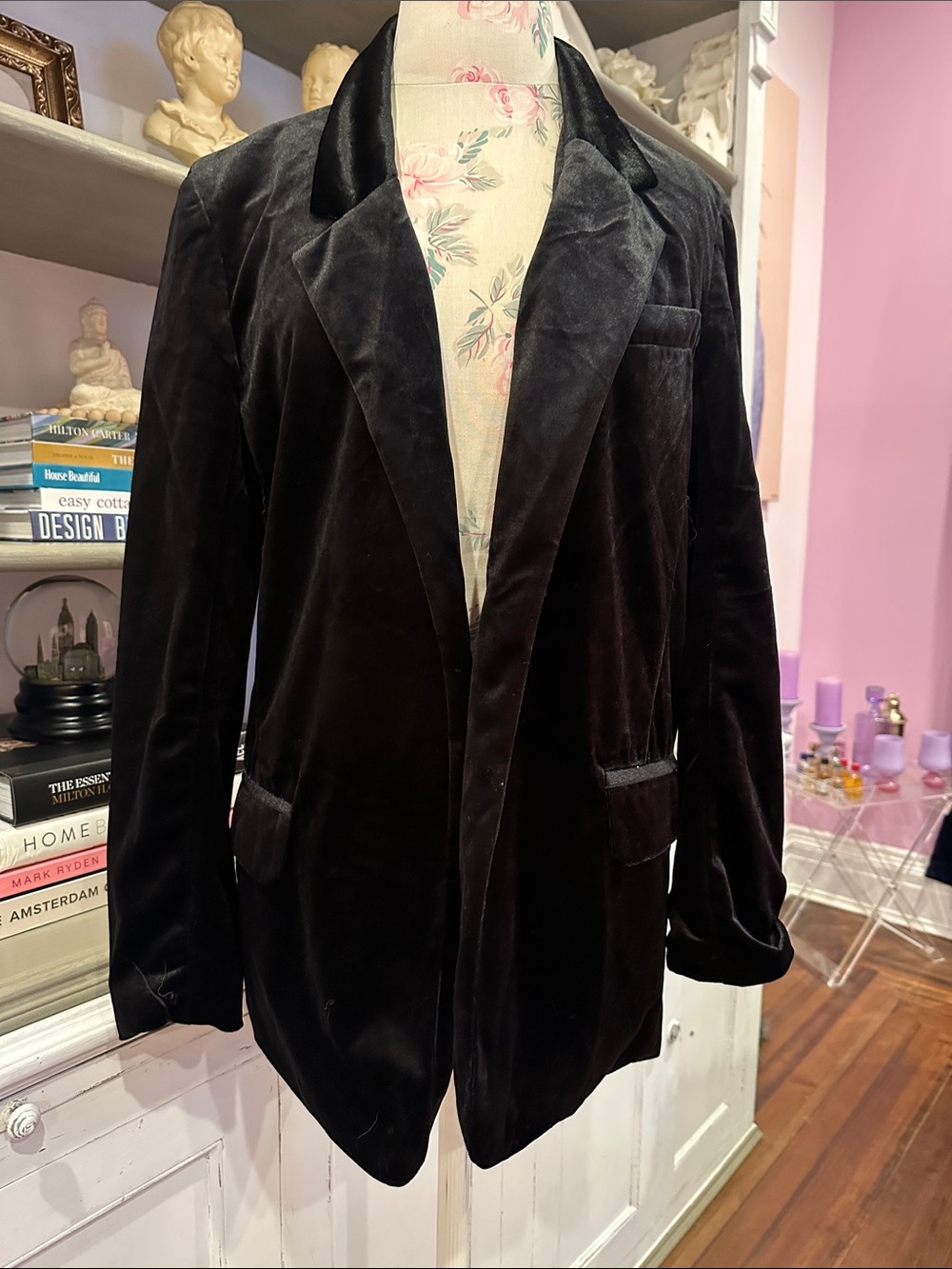BB Dakota by Steve Madden Black Oversized Velvet Blazer